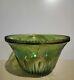 Antique Green Iridescent Carnival Glass Punch Bowl- Rainbow Great Condition REAL