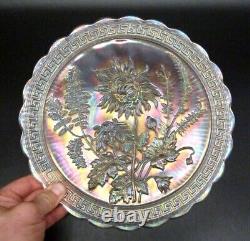 Antique IMPERIAL Carnival Glass CHRYSANTHEMUM Marigold RIBBED 10 Plate AS IS