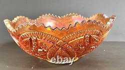 Antique Imperial Carnival Glass Marigold 12Pc Punch Bowl Hobster&Arches Pattern