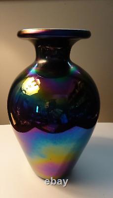 Antique Imperial Glass Free Hand Lead Lustre Iridescent 7.5 Vase