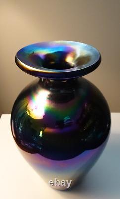 Antique Imperial Glass Free Hand Lead Lustre Iridescent 7.5 Vase