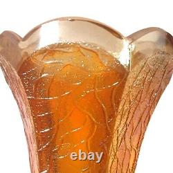 Antique Marigold Carnival Glass Model A Car Bud Vase Iridescent with Bracket