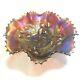 Antique Northwood Amethist Strawberry Vines Scalloped Edge Carnival Glass Bowl