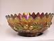 Antique Northwood Carnival Glass Acorn Burrs Berry Bowl Green Amethyst 9.25X4