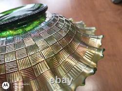 Antique Northwood Carnival Glass Grape Bowl Iridescent Green