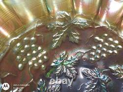 Antique Northwood Carnival Glass Grape Bowl Iridescent Green