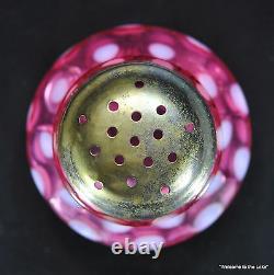 Antique Northwood Cranberry Opalescent Coin Spot Sugar Shaker/Muffineer