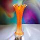 Antique Northwood Diamond Point Carnival Glass Swung Vase Dark Marigold Super