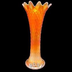 Antique Northwood Diamond Point Carnival Glass Swung Vase Dark Marigold Super