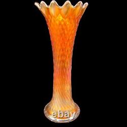 Antique Northwood Diamond Point Carnival Glass Swung Vase Dark Marigold Super