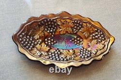 Antique Northwood Grape & Cable Amethyst Carnival Glass 6 Pin Dresser Tray