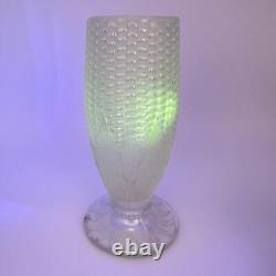 Antique Northwood White Carnival Glass Corn Vase Iridescent Stalk Leaf Base