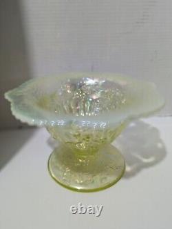 Antique Publication's Fenton Glass Topaz Opalescent Carnival Christmas Compote