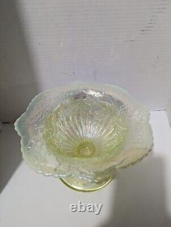 Antique Publication's Fenton Glass Topaz Opalescent Carnival Christmas Compote