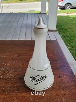Antique WATER Bottle Barber Apothecary Opalescent White Glass w Milk Glass Top