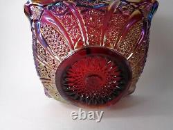 Antique large red carnival glass basket vintage iridescent