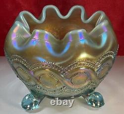 Aqua Opal Northwood Carnival Glass Beaded Cable Rose Bowl? Prettiest