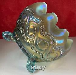 Aqua Opal Northwood Carnival Glass Beaded Cable Rose Bowl? Prettiest