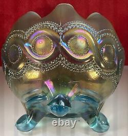 Aqua Opal Northwood Carnival Glass Beaded Cable Rose Bowl? Prettiest