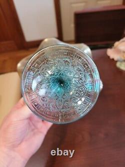 Aqua Opalescent Northwood Carnival Glass Hearts & Flowers Compote