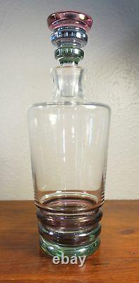 Art Deco Block Crystal Carnival Liquor Decanter Iridescent Art Glass