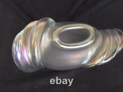 Art Glass Art Deco Nouveau Wave Sided Iridescent Vase 6 1/2 H