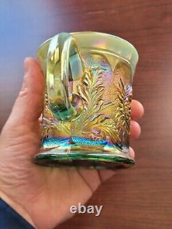 Awesome Aqua Opalescent Northwood Carnival Glass Dandelion Pattern Mug