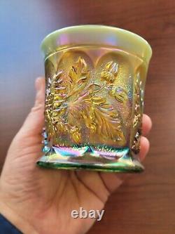 Awesome Aqua Opalescent Northwood Carnival Glass Dandelion Pattern Mug