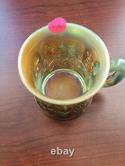 Awesome Aqua Opalescent Northwood Carnival Glass Dandelion Pattern Mug