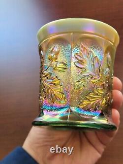 Awesome Aqua Opalescent Northwood Carnival Glass Dandelion Pattern Mug