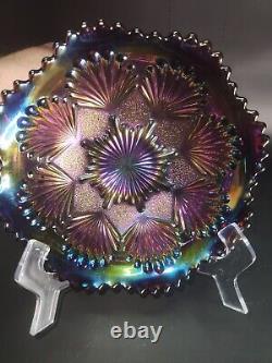 Awesome Imperial Shells and Sand Design Purple Carnival Glass Bowl HOT Excellent