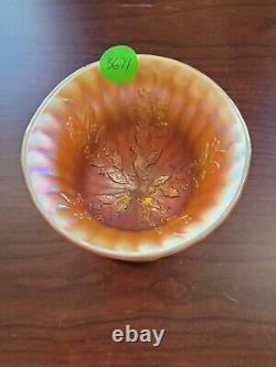 Awesome Vaseline Opalescent Fenton Carnival Glass Holly Round Shapped Compote