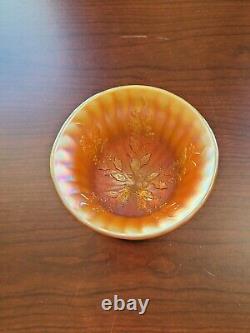 Awesome Vaseline Opalescent Fenton Carnival Glass Holly Round Shapped Compote