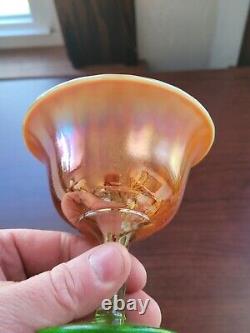 Awesome Vaseline Opalescent Fenton Carnival Glass Holly Round Shapped Compote