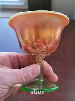Awesome Vaseline Opalescent Fenton Carnival Glass Holly Round Shapped Compote