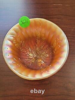 Awesome Vaseline Opalescent Fenton Carnival Glass Holly Round Shapped Compote