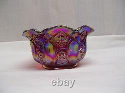 BEAUTIFUL Vintage LE Smith Carnival Ruby Red Blue Iridescent Bowl, Scalloped Rim