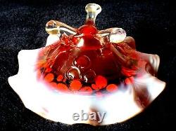 Beautiful Marigold Iridescent Enamel Carnival Glass Opaline 3 Footed Bowl
