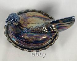 Beautiful Vintage Fenton Iridescent Carnival Glass Nesting Hen 6.25 Tall