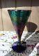 Blue Swirled Iridescent Carnival Handblown CHAMPAGNE GLASS UNSIGN Rick Strini