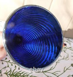 Blue Swirled Iridescent Carnival Handblown CHAMPAGNE GLASS UNSIGN Rick Strini