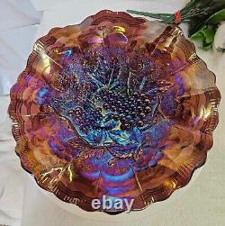 Bowl Carnival Glass Electric Blue Fenton Imperial Multicolor Iridescent 8.5-READ