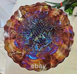 Bowl Carnival Glass Electric Blue Fenton Imperial Multicolor Iridescent 8.5-READ