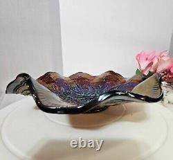 Bowl Carnival Glass Electric Blue Fenton Imperial Multicolor Iridescent 8.5-READ