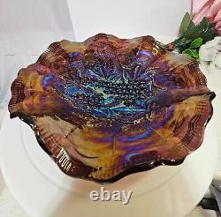 Bowl Carnival Glass Electric Blue Fenton Imperial Multicolor Iridescent 8.5-READ