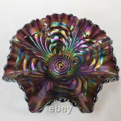 Bowl Iridescent Carnival Glass Imperial Arches File Ruffled Rim Candy Dish Rare