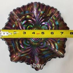 Bowl Iridescent Carnival Glass Imperial Arches File Ruffled Rim Candy Dish Rare