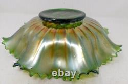 C. 1919 Emerald Green Northwood Carnival Glass Peacocks on the Fence 9 Bowl VGC