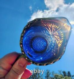 CARNIVAL GLASS BROCKWITZ CURVED STAR BLUE PITCHER LESS THAN 5 known CIRCA 1920s