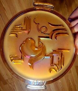 CARNIVAL GLASS PLATE EDVIN by ELME OF SWEDEN MARIGOLD AMBER IRIDESCENT EUROPEAN